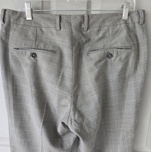 Bonobos  Italian Wool Dress Pants 34x33 Men Brown Gray Striped Pleated Career - Picture 9 of 12